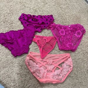 Bundle of Five Sexy Lace Unqiue Pink Panties